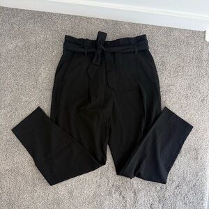 RW&CO. Black High-Waist Paperbag Trousers with Tie Belt